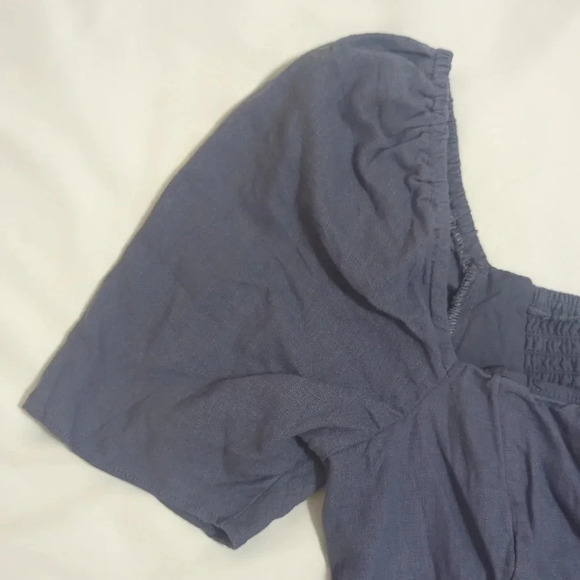 A&F Puff Sleeve Shine Cotton-Blend Square Neck Top, Color Blue Size XS - Picture 3 of 14